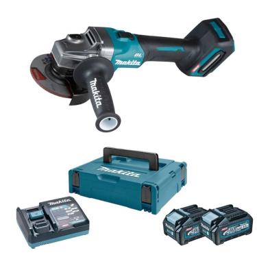 Imagem de Kit Esmerilhadeira Angular Makita 40v Xgt 115mm Ga007gz + 02 Baterias 40v 4ah Xgt 191k08-2 + Carre