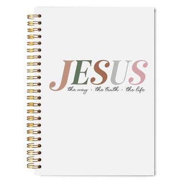 Imagem de Welshower Caderno Jesus Cristão 14 x 20 cm, Caderno de diário bíblico de escrituras religiosas para anotações, Jesus o Caminho a Verdade a Vida Capa Dura Caderno Espiral