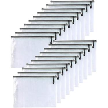 Imagem de Niziting -20 peças de malha com zíper bolsa para documentos, pasta com zíper, pastas de arquivo, material de escritório preto (preto, 10 x 23 cm)