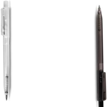 Imagem de Caneta Esferográfica Retrátil, Azul, Corpo em Papel Reciclado, 2 Unidades, para Escrita Geral, Design Ergonômico, 15 x 3 cm (Branco e Preto)