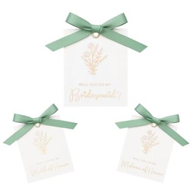 Imagem de MarHermoso 11 PCS Cartão de presente de proposta de dama de honra desamarrado com laço de fita 8 Will You Be My Bridesmaid 2 Maid of Honor 1 Matron of Honor Convite para chá de panela desamarrado