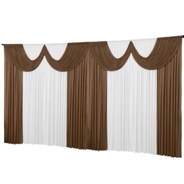 Imagem de Cortina Para Igreja Sala Eventos Festas 100% Poliester Premium(Avelã/branco,Cortina 6 metros)