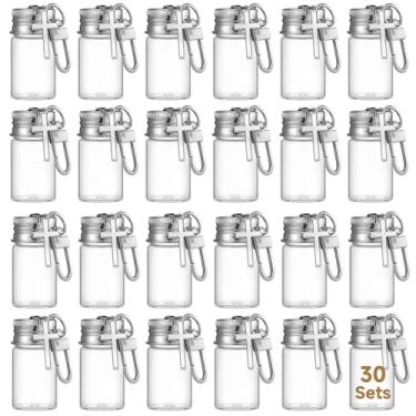 Imagem de Conjunto de 30 frascos para chaveiros cruzados, mini garrafas de vidro de 7 ml com tampas de metal, frascos DIY, recipientes de água benta, lembranças especiais para lembranças de comunhão