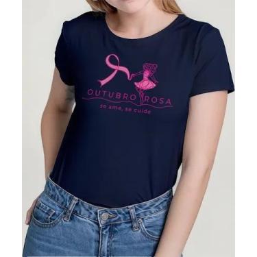 Imagem de Camiseta Camisa Feminina Masculina Algodão Campanha Outubro Rosa Preve