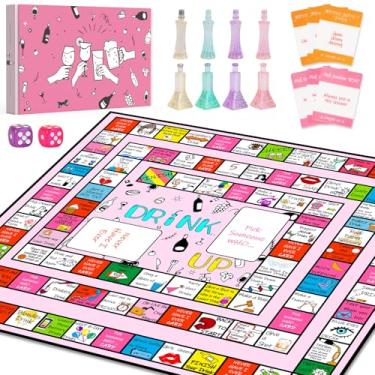 Imagem de LSBIYUTEFO Drinking Game for Adults, Drinking Games Larger Fun Leather Mat Bachelorette Party Interactive Party Games for Game Night Adult Board Games(Pink)