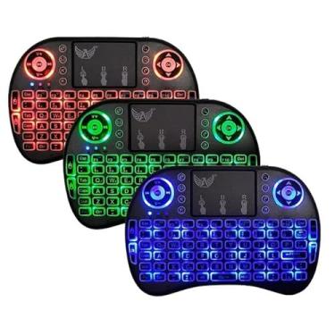 Imagem de Mini Teclado Sem Fio com Touchpad, Retroiluminado RGB, Controle Portátil 2.4GHz para Smart TV, PC, Console, com Layout QWERTY