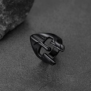 Imagem de Anel masculino de aço inoxidável com design de máscara espartana gótica, pingentes de dedo, joia tamanho 07-14, 11, Aço inoxidável, Sem pedra preciosa