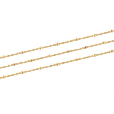 Imagem de Pulseira feminina delicada de corrente de ouro, pulseiras de corrente simples em camadas, pingente de coração, carma, triângulo, pérola, cruz para mulheres, Latão, Sem pedras preciosas