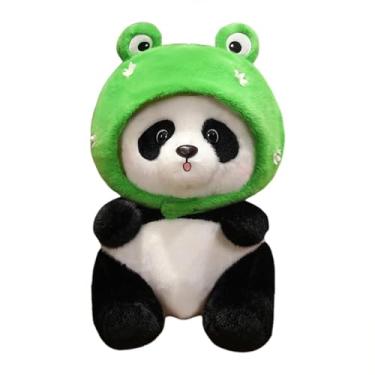 Imagem de Panda de pelúcia, Animal de pelúcia Panda,Panda gigante de pelúcia com chapéu de sapo fofo - Brinquedos colecionáveis ​​de brinquedo huggable para crianças, boneca panda macia, decoração de casa para