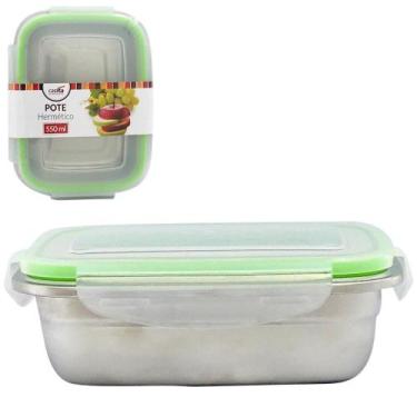 Imagem de Pote Inox Retangular 550Ml Com Tampa E Trava - Kit 02 - CASITA/IMPORIE