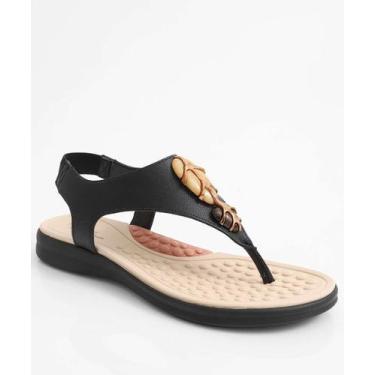 Imagem de Sandália Feminina Rasteira Pedras Sintéticas Modare Pr-18253, 38, Pret