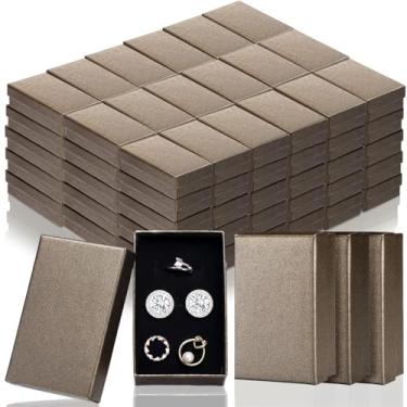 Imagem de Tenceur 100 caixas de presente de joias de Natal a granel caixas de papelão para colar brinco pulseira pacote de armazenamento (marrom, 8 x 5 x 3 cm)