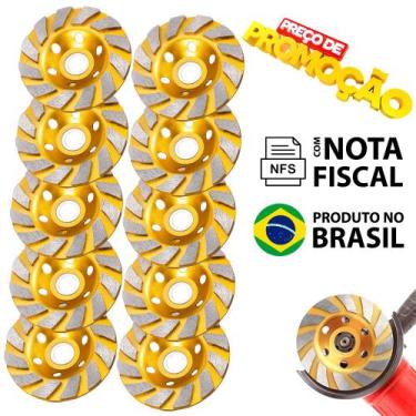 Imagem de Kit 10 Disco Rebolo Desbaste Diamantado Concreto Mármore + Redução Dia