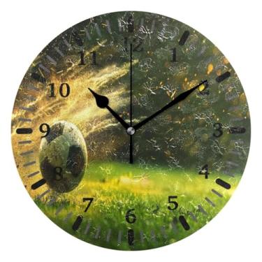 Imagem de CEBUGI 1 relógio de parede de futebol, 1 relógio redondo operado por bateria, relógios de parede silenciosos sem tique-taque para cozinha, banheiro, quarto, escritório, decoração 25,4 cm