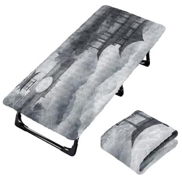 Imagem de Burbuja Lençol de berço de paisagem com pintura de tinta chinesa para crianças, tapete de cochilo acolchoado portátil com faixa elástica para meninas e meninos, lavável na máquina, 63,5 x 127 cm