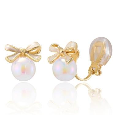 Imagem de HAISWET Brincos de pressão fofos para mulheres com laço e laço sem piercing, Medium, Esmalte, Sem Pedra Preciosa