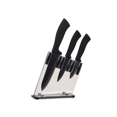 Imagem de Conjunto de 3 Facas em Cerâmica e Bloco em Acrílico Kenya Preto