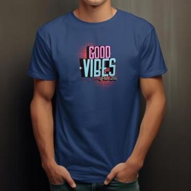 Imagem de Camiseta Masculina Polo Blu Good Vibes Confortável em Algodão do P ao G1-Masculino