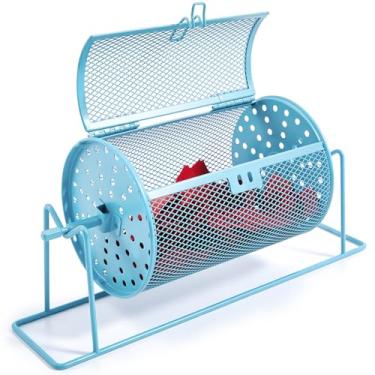 Imagem de Teenyyou Rifa pequena de 18 cm x 12 cm com rodador de bilhete atualizado comporta 600 bilhetes com suporte para tambor para jogos e eventos (azul)