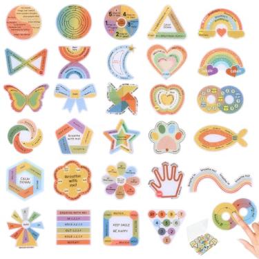 Imagem de 60 adesivos sensoriais – 2 adesivos texturizados com superfície calma com caixa de armazenamento – fitas antiestresse para adultos e TDAH – adesivos de atenção plena para alívio da ansiedade para mesa