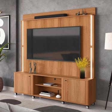 Imagem de Home Rack Florença Com Led e Rodizios Lukaliam Móveis – Rack para TV Sala Moderna