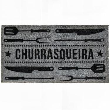 Imagem de Tapete Entrada Porta Casa Apartamento Capacho 40x60 40x75 Home Bem Vindo Diversos Bege Preto Cinza(Churrasqueira Cinza 40x75)