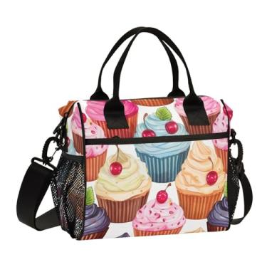 Imagem de GAIGEO Lancheira térmica para adultos com cobertura em cupcakes coloridos, lancheira leve, lancheira feminina isolada para trabalho, M