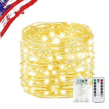 Imagem de 1 pacote de luzes brancas quentes operadas a bateria com controle remoto, à prova d'água, 60 cm, luzes cintilantes cortáveis com temporizador interno e externo, cordão de luz para quarto, sala de aula