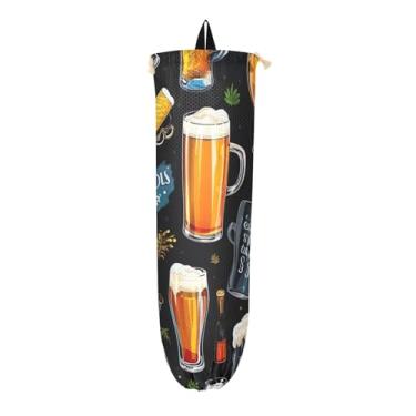 Imagem de Copos de cerveja saudação feliz ano novo sacos de plástico, suporte de saco de mercearia cozinha, armazenamento de saco de compras de plástico
