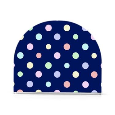 Imagem de Porta-guardanapos de papel acrílico azul de bolinhas coloridas arco-íris, porta-guardanapos em forma de U para mesa, dispensador de guardanapos
