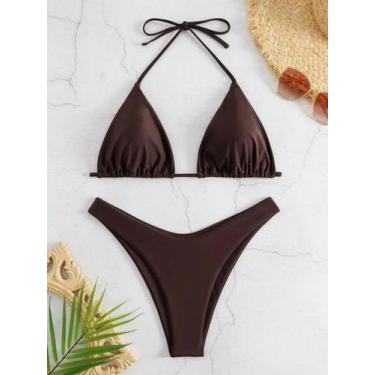 Imagem de Maiô feminino de duas peças sexy biquíni elegante casual maiô feminino