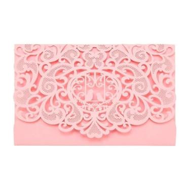 Imagem de SIWOTED 10 unidades de cartões de convites de casamento em estilo europeu esculpindo envelopes de convites para festas de aniversário (E)