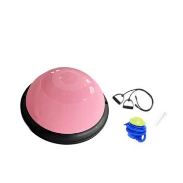 Imagem de Qraatosi Bola de Equilíbrio Meia Bola de Treino Pilates com Almofada de 45 Cm E Faixa de Resistência para Exercícios, Rosa
