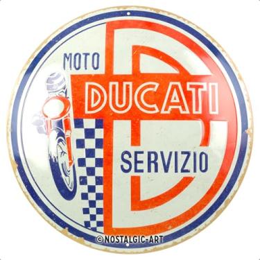 Imagem de Nostalgic-Art Placa de lata retrô, Ø 34,8 cm, Ducati – Moto Servizio – Ideia de presente para motociclistas, Produto de licença oficial (OLP), feito de metal, design vintage