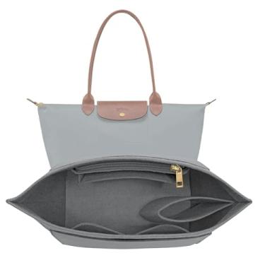 Imagem de LOUKAYCCI Bolsa organizadora de feltro para bolsa Longchamp Le Pliage L (cinza claro, grande)