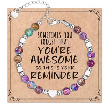 Imagem de Warmhope Pulseira de afirmação com contas para mulheres e adolescentes presente de incentivo ajustável com citações inspiradoras aniversário aniversário lembrança motivacional para ela, universal size