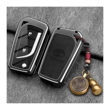 Imagem de Liga de zinco couro chave do carro fob capa caso escudo conjunto protetor compatível com toyota aygo/highlander/camry/rav4 2 3(A12)