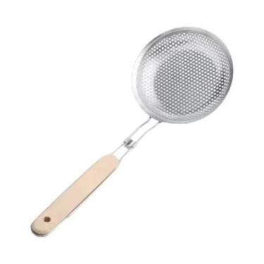 Imagem de Colher de skimmer de malha fina de aço inoxidável para macarrão e coad