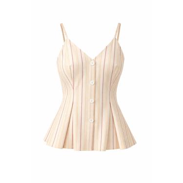 Imagem de Blusa Feminina Tricoline Listrada Decote V Elegante Moderna