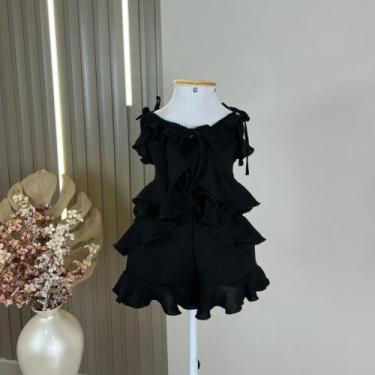 Imagem de Conjuntinho Moda Infantil Estilo Boho Chic Bata Camadas E Short Badado