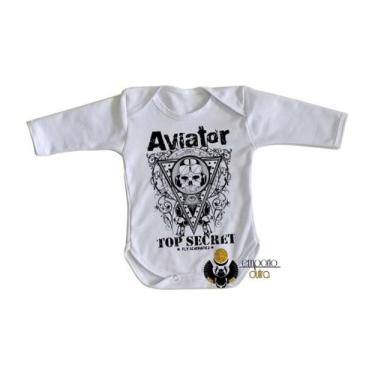 Imagem de body nenê criança roupa bebê manga longa Aviator Top Secret , P   ( 0-