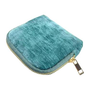 Imagem de Colaxi Estojo organizador de joias pequeno para viagem, com zíper e pingente, ideal para guardar pequenos objetos. Perfeito para mulheres em viagens de, Azul Pavão