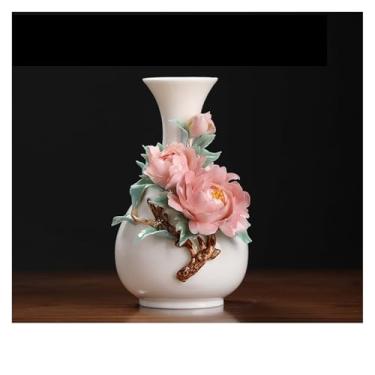 Imagem de Enfeites de vaso de cerâmica novo estilo chinês sala de estar arranjo de flores armário de TV decoração de arte vasos de flores