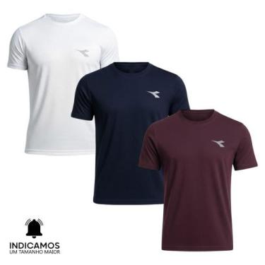 Imagem de Kit 3 Camisetas Diadora Small Logo Masculina - Branco e Bordô GG, GG