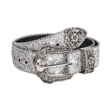 Imagem de Cinto De Couro PU Com Strass Gótico Feminino Moda Western Cowboy Y2K R