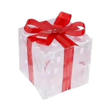 Imagem de Decoração De Caixa De Presentes De Natal Iluminada Com Laço, Luz Exter