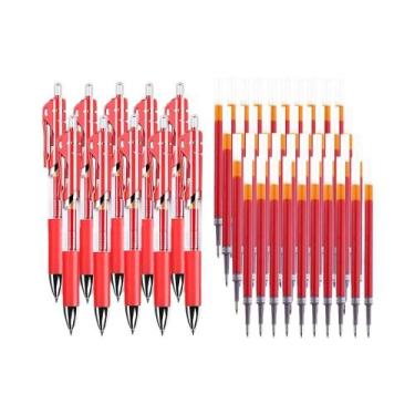 Imagem de Canetas Gel De Tinta Vermelha 0.5mm Retráteis Com Refil, Material De E