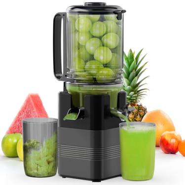 Imagem de Máquinas de suco com calha de alimentação de 14,7 cm de largura, espremedor mastigável para vegetais e frutas inteiras, espremedor a frio, máquina extrator de suco, fácil de limpar, (cinza, 5,8)