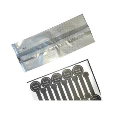 Imagem de Saco De Biscoitos Foscos Com Bolinhas Pretas, 60 Peças, Embalagem Reta