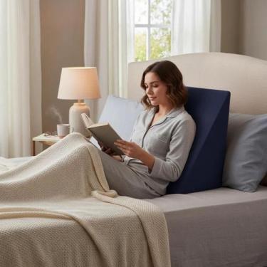 Imagem de Travesseiro Cunha de Encosto Apoio Para Repouso Leitura Descanso Trian